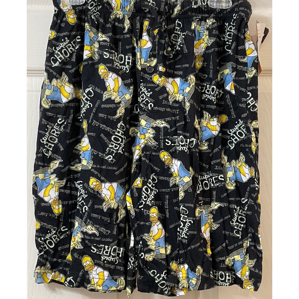 NWT‎ The Simpsons Bart STUPID CHORES Black Shorts Men's Medium Casual Drawstring
